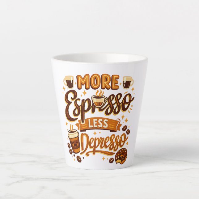Mehr Espresso Weniger Depresso Milchtasse (Vorderseite)