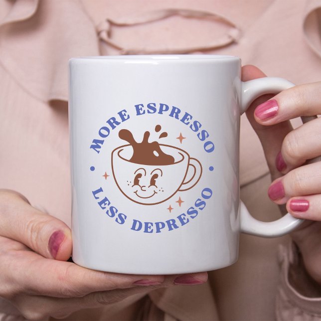 Mehr Espresso, weniger Depresso, sarkastischer Fun Kaffeetasse (Von Creator hochgeladen)