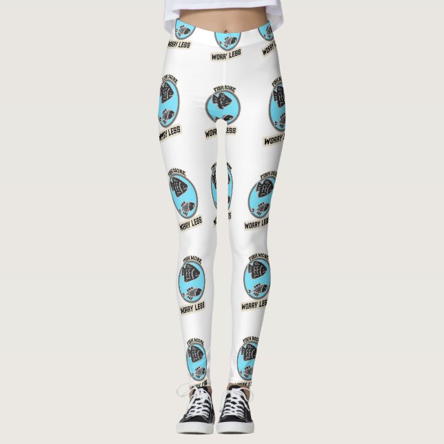Mehr Fischen Weniger Sorgen Leggings (Vorderseite)