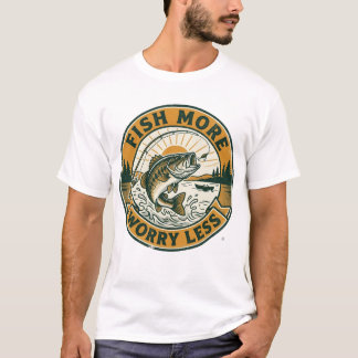 Mehr fischen, weniger Sorgen Vintage-Angeln T-Shirt