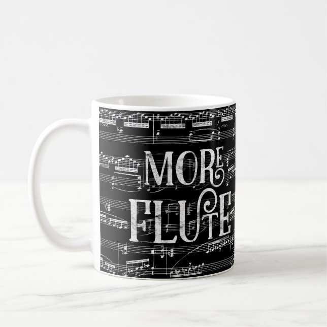 Mehr Flute Chalkboard - Schwarz-weiße Musik Kaffeetasse (Links)