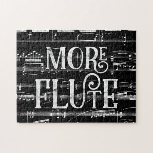 Mehr Flute Chalkboard - Schwarz-weiße Musik Puzzle