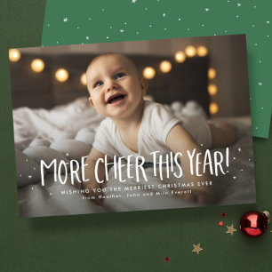 Mehr Freude in diesem Jahr grüne Weihnachtsfoto-Ka Feiertagskarte