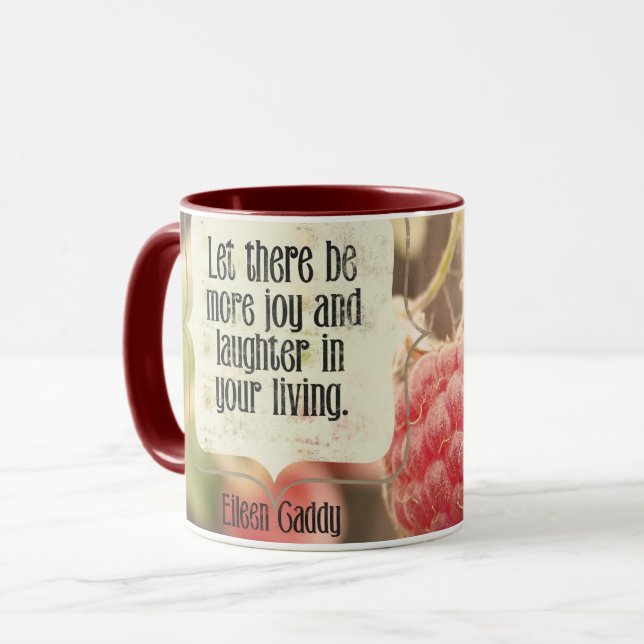 Mehr Freude und Lachen Tasse (Vorderseite Links)