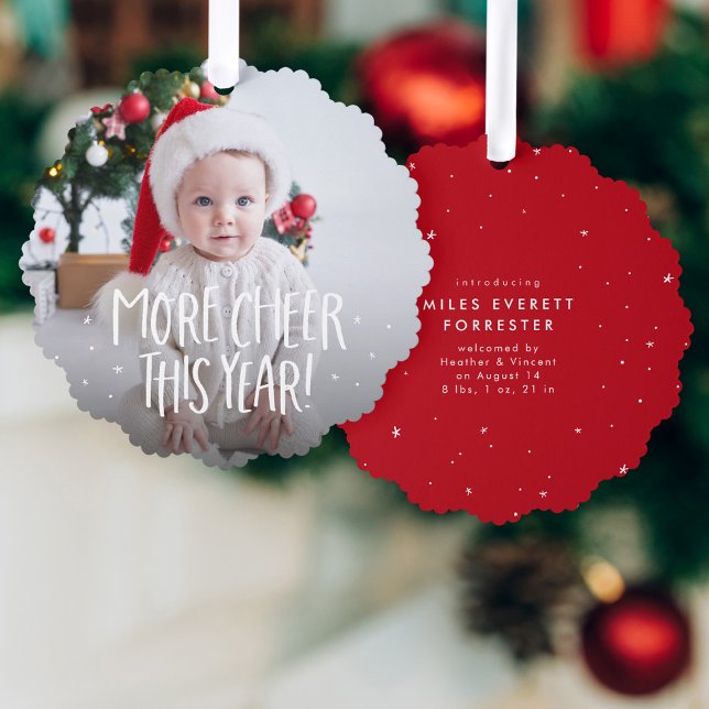 Mehr fröhlicher Spaß niedliches Rotes erstes Foto Ornament Karte (Von Creator hochgeladen)