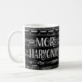 Mehr Harmonica Chalkboard - Schwarz-weiße Musik Kaffeetasse