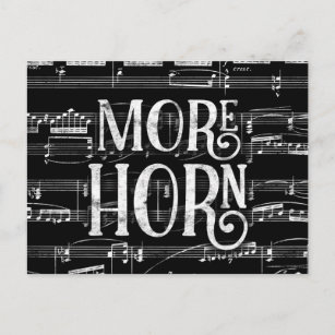 Mehr Horn Chalkboard - Schwarz-weiße Musik Postkarte