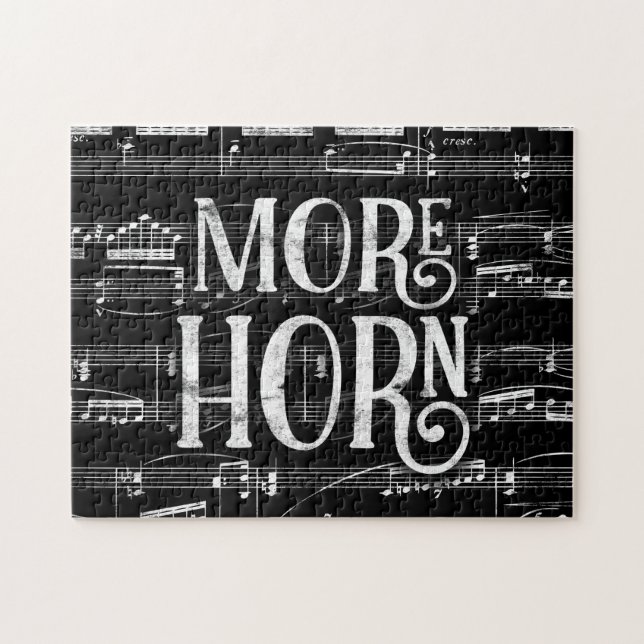 Mehr Horn Chalkboard - Schwarz-weiße Musik Puzzle (Horizontal)