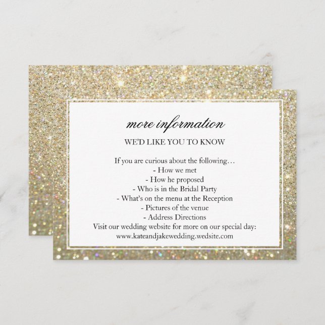 Mehr Info Wedding Card - Gold Glit Fab Gerahmt Einladung (Vorne/Hinten)