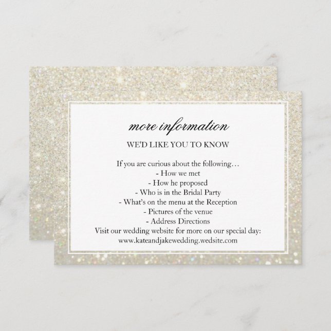 Mehr Info Wedding Card - White Gold Glit Fab Frame Einladung (Vorne/Hinten)
