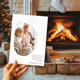 Mehr ist fröhlicher Oval-Foto-Weihnachten-Schwange Feiertagskarte