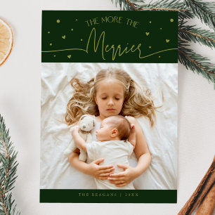 Mehr ist Merrier Weihnachten Grüne Foto Geburt  Ankündigung