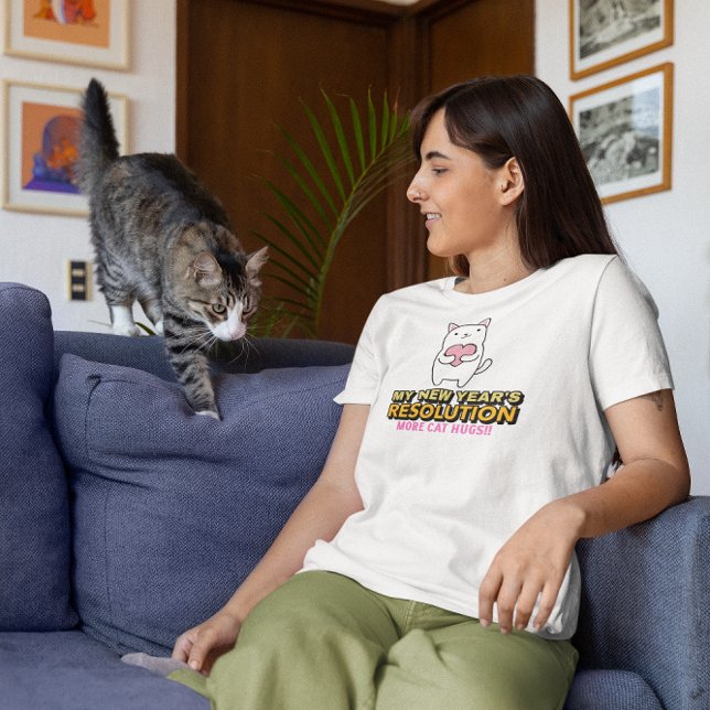 Mehr Katzenhugs - Witzige Neujahrsentschließung T-Shirt (My New Year's Resolution - More Cat Hugs!)