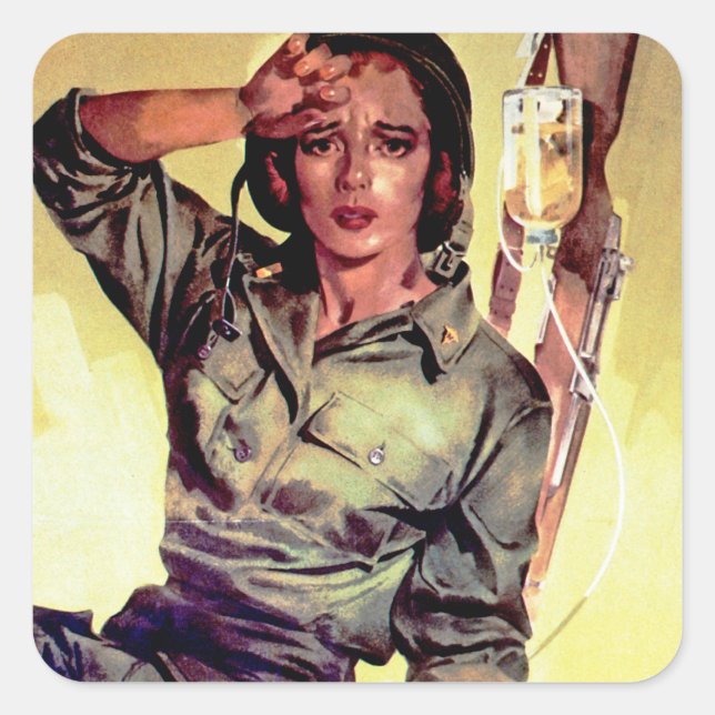 Mehr Krankenschwestern sind nötig ~ Krankenpfleger Quadratischer Aufkleber (Vorderseite)