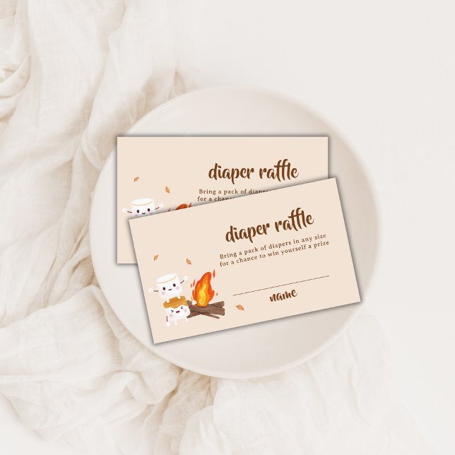 Mehr Liebe Campfire Windeln Raffle Babydusche Begleitkarte (S'more Love Campfire Diaper Raffle Baby Shower Enclosure Card)