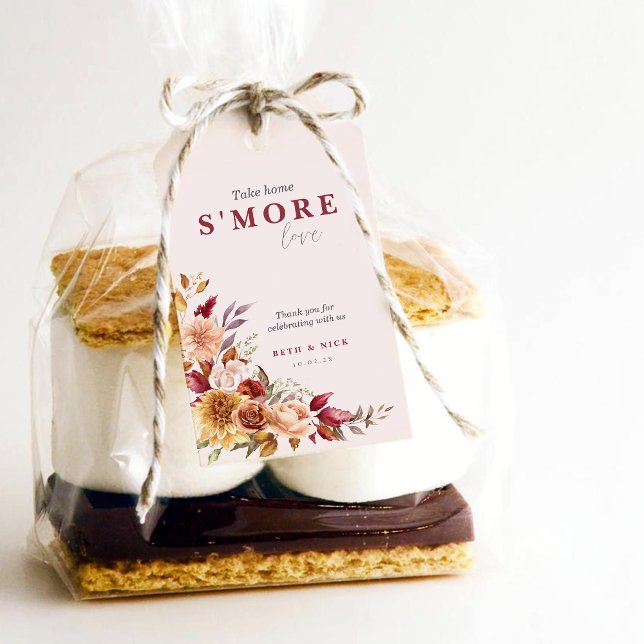 Mehr Liebe Hochzeit im Herbst Gefallen Geschenkanhänger (s'more love, fall wedding favor tags)