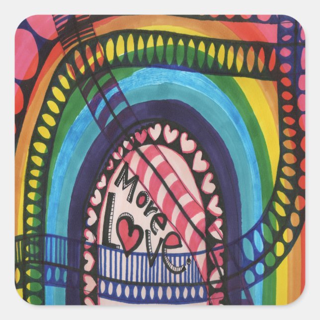 Mehr Liebe Quadratischer Aufkleber (Vorderseite)