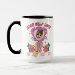 Mehr Liebe Valentine Skeletton Selfie Retro Tasse