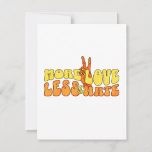Mehr Liebe weniger Hass - Hippie-Typografie Feiertagskarte