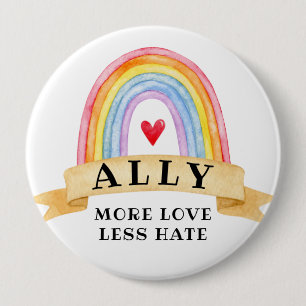 Mehr Liebe weniger Hass   LGBT Verbündeter Stolz B Button