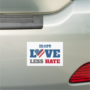"Mehr Liebe Weniger Hass" Rustikale USA Flaggenher Auto Magnet