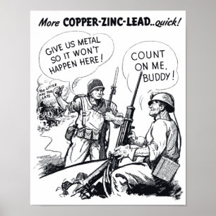 Mehr Metalle — Zweiter Weltkrieg Cartoon Poster