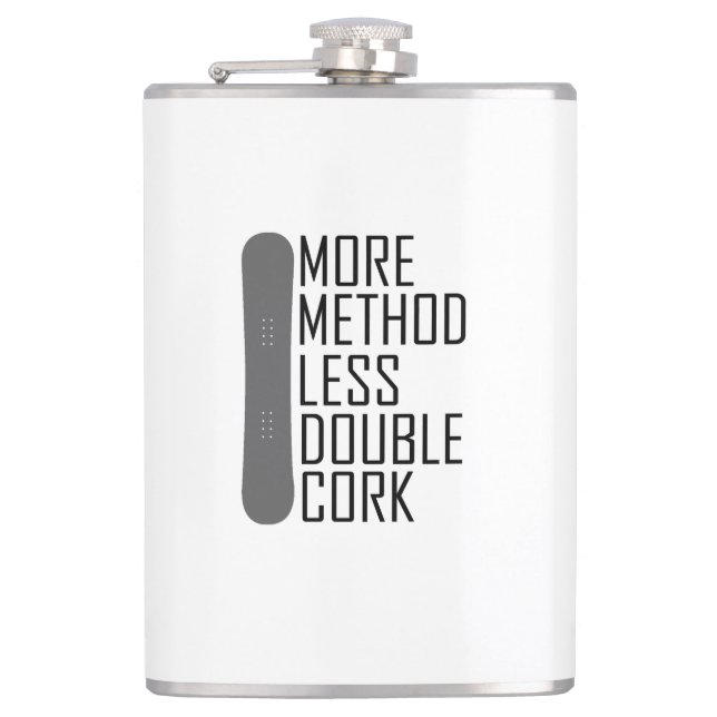 Mehr Methode weniger Doppelkorken Flachmann (Vorderseite)