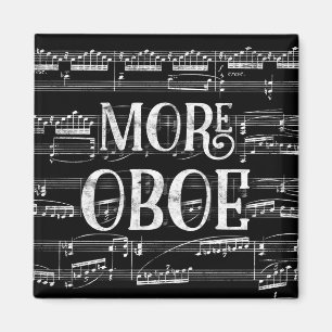 Mehr Oboe Chalkboard - Schwarz-weiße Musik Magnet
