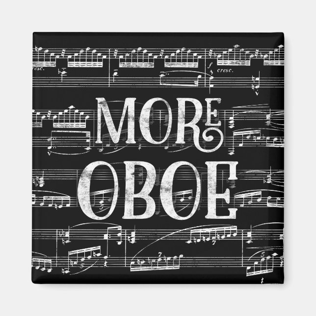 Mehr Oboe Chalkboard - Schwarz-weiße Musik Magnet (Vorne)