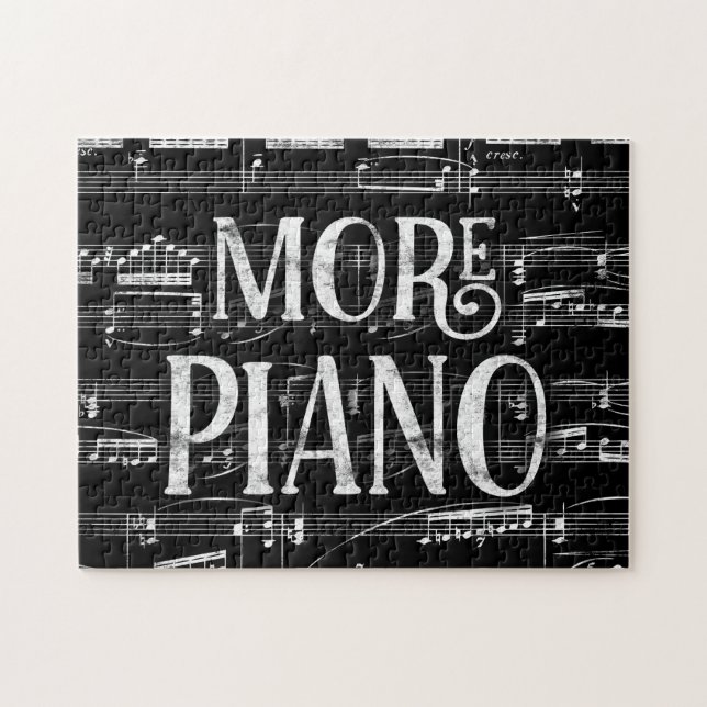 Mehr Piano Chalkboard - Schwarz-weiße Musik Puzzle (Horizontal)