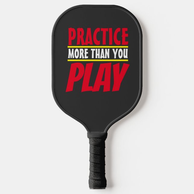 Mehr praktizieren | Motivierend Phrase Red Typogra Pickleball Schläger (Vorderseite)