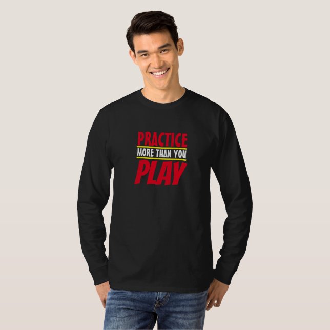 Mehr praktizieren | Motivierend Phrase Red Typogra T-Shirt (Vorne ganz)