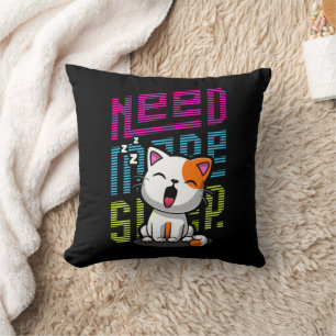 Mehr Schlaf brauchen   Funny Cat niedlicher Ausspr Kissen