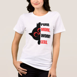 Mehr Schnurren Weniger Sorgen Lustiges Katzenshirt Tri-Blend Shirt