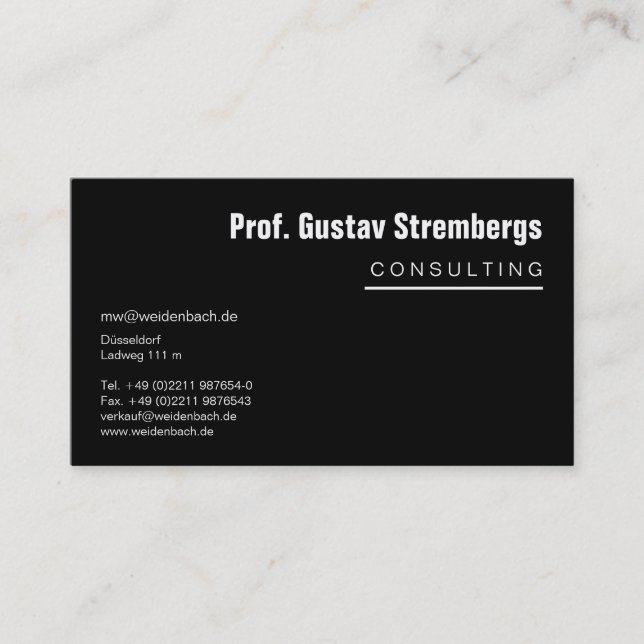 Mehr Schwarz Visitenkarte (Vorderseite)