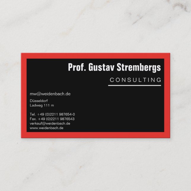 Mehr Schwarz Visitenkarte (Vorderseite)