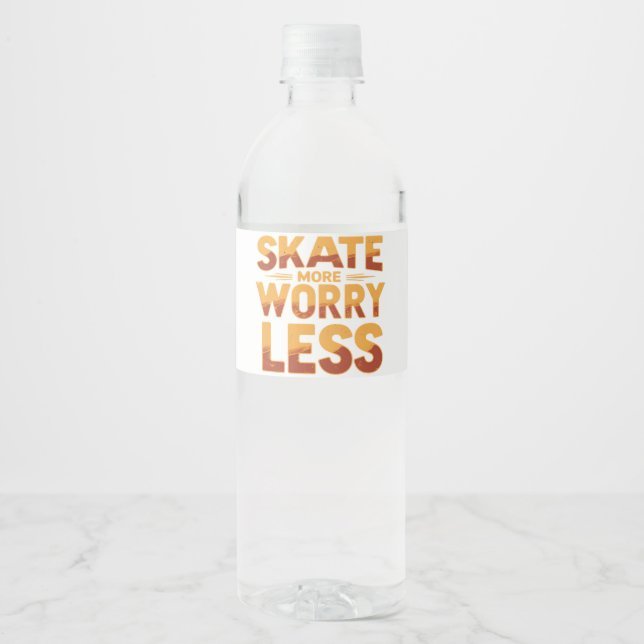 Mehr Skate, weniger Retro-Skateboarding-Angebot Wasserflaschenetikett (Vorderseite)
