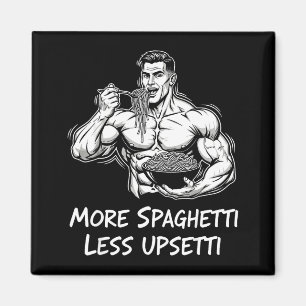 Mehr Spaghetti Weniger Etti Bodybuilder isst Pasta Magnet