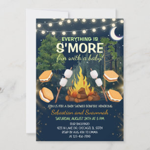 Mehr Spaß beim Lagerfeuer-S'mores-Baby-Taufe Einladung