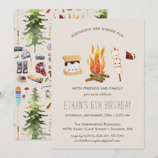 Mehr Spaß | Camping Birthday Party Einladung