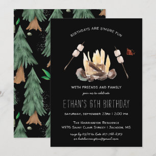 Mehr Spaß Camping Birthday Party Einladung