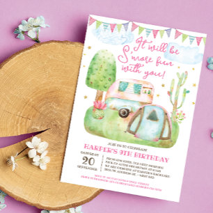 Mehr Spaß Camping Geburtstagsparty Einladung