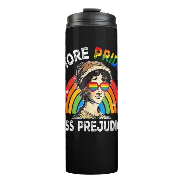 Mehr Stolz weniger Vorurteile Rainbow LGBT Gay Les Thermosbecher (Vorderseite)