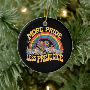 Mehr Stolz weniger Vorurteile Retro Regenbogen Sto Keramik Ornament