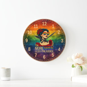 Mehr Stolz, weniger Vorurteile Stolz Monat LGBTQ Große Wanduhr