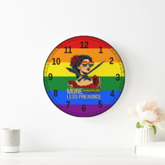Mehr Stolz, weniger Vorurteile Stolz Monat LGBTQ Große Wanduhr