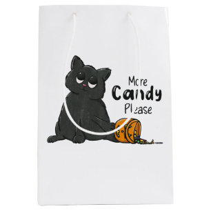 Mehr Süßigkeiten bitte Halloween schwarze Katze Mittlere Geschenktüte