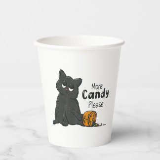Mehr Süßigkeiten bitte Halloween schwarze Katze Pappbecher