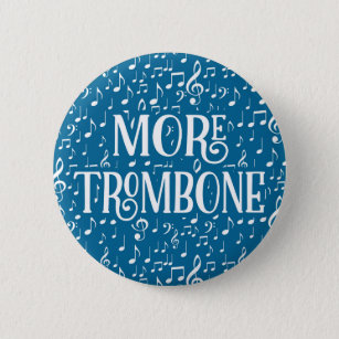 Mehr Trombone - Blaue weiße Musik Button