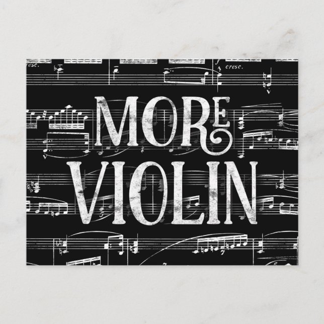 Mehr Violin Chalkboard - Schwarz-weiße Musik Postkarte (Vorderseite)